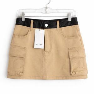 NWT AKIRA Beige Cargo Mini Skirt | Large | y2k style streetwear